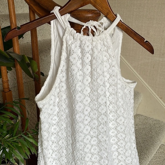 A New Day White Lace Eyelet Boho Halter Midi Dress - Picture 4 of 13